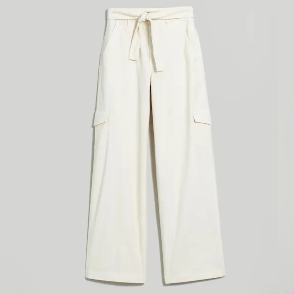 Madewell Griff Superwide-Leg Cargo Pants High Rise Belted Vintage Canvas Cream - Picture 1 of 8